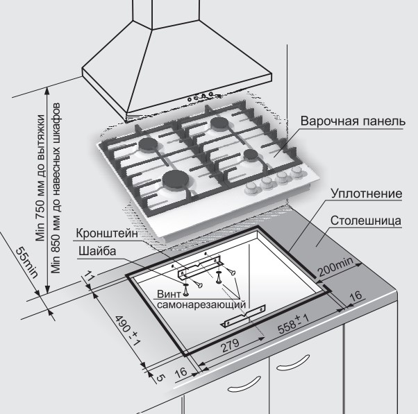 5346294 Газовая варочная поверхность Gefest ПВГ 1214-01 К55 STDN-0118884 - Вид №8