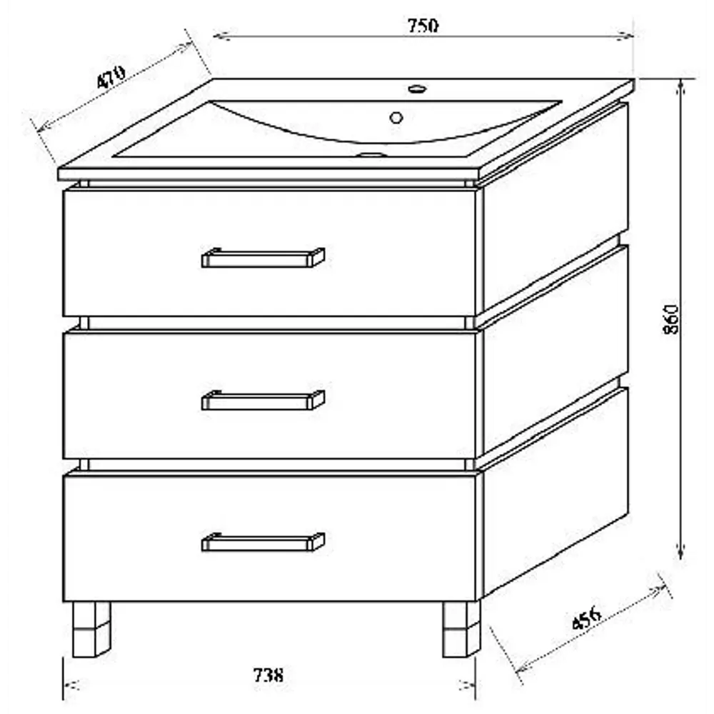 Тумба под раковину напольная Sanflor «Торонто» 75 см цвет светлое дерево STLM-2052854 - Вид №7