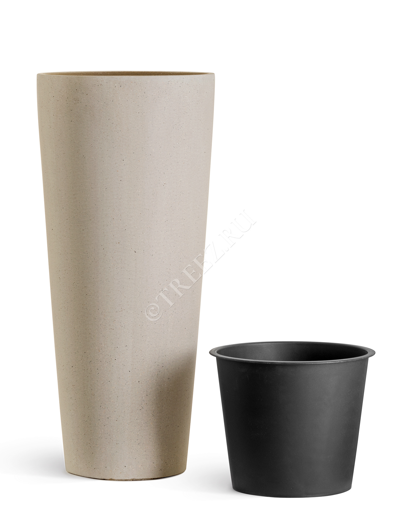 41.3319-02-020-BE-90 Кашпо  Effectory - серия Beton - Высокий конус - Белый песок Цветочная коллекция  - Вид №3