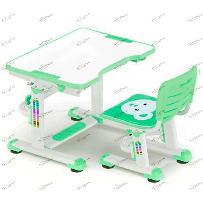 Растущая парта и стул BD-08 Teddy green белая, зеленая MEALUX EVO  336173 Белый;зеленый Santreyd 