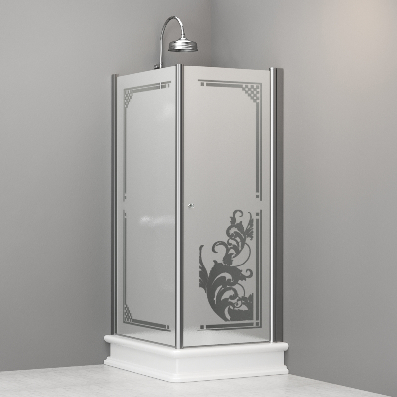 9143P0 Душевая кабина SX с распашной дверью и фиксированной боковой частью для душевого поддона 80*96 открывание со стороны 80, цвет Хромированный Kerasan RETRO Италия 