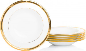 10654843 Noritake Набор тарелок суповых Noritake "Чатлайн, золотой кант" 28см, 6 шт Фарфор костяной