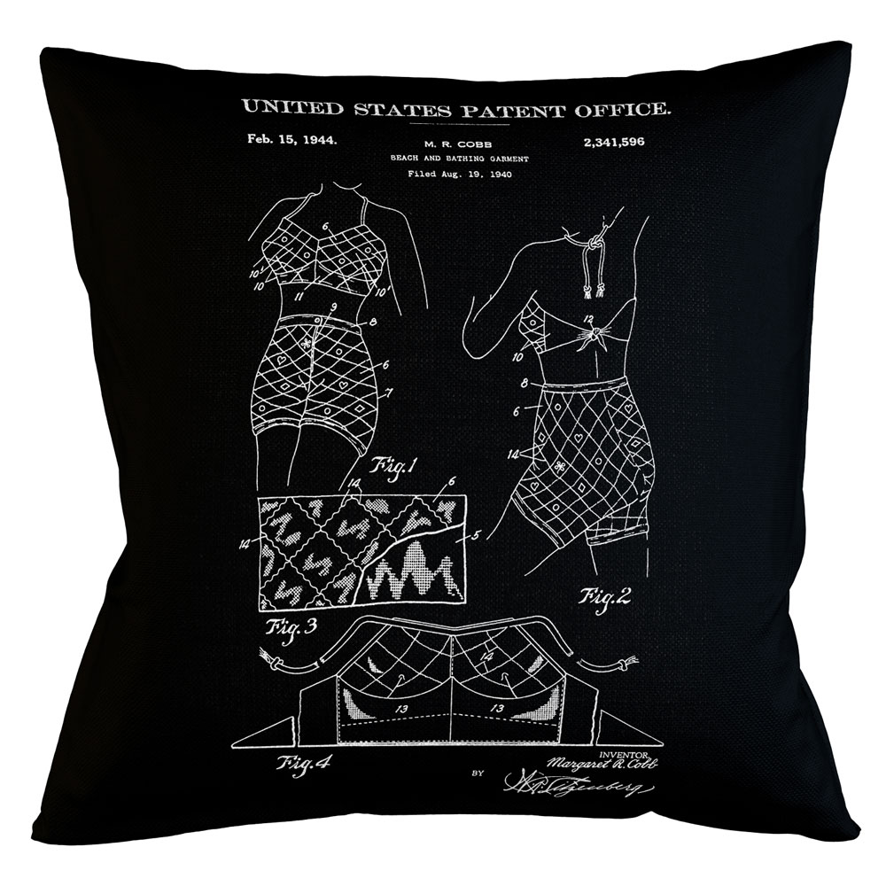 96521384 Арт-подушка «Патент на купальный костюм» Object Desire 