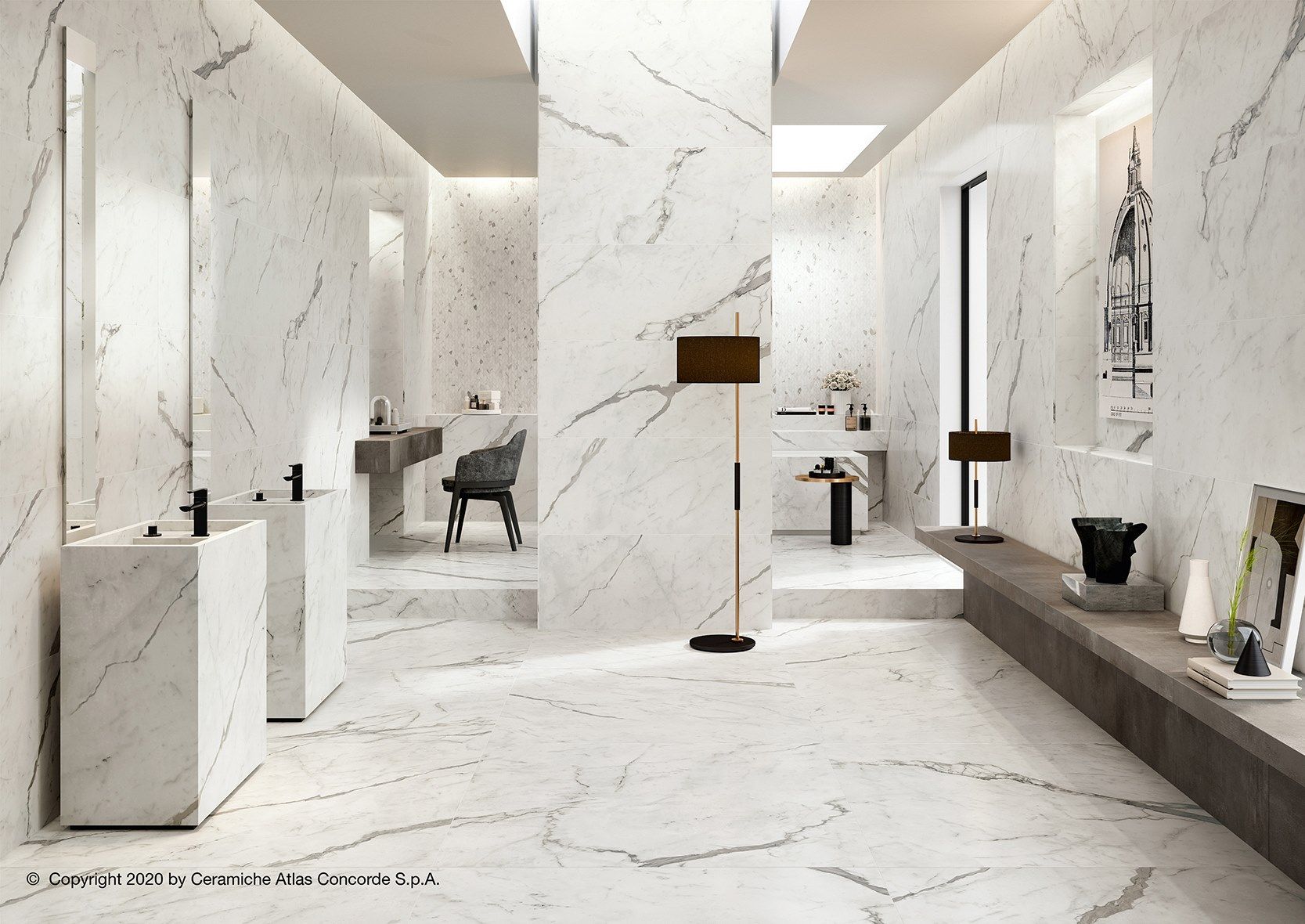 Белое керамическое покрытие с эффектом мрамора Atlas Concorde Marvel Shine ARCH-00008272 - Вид №19