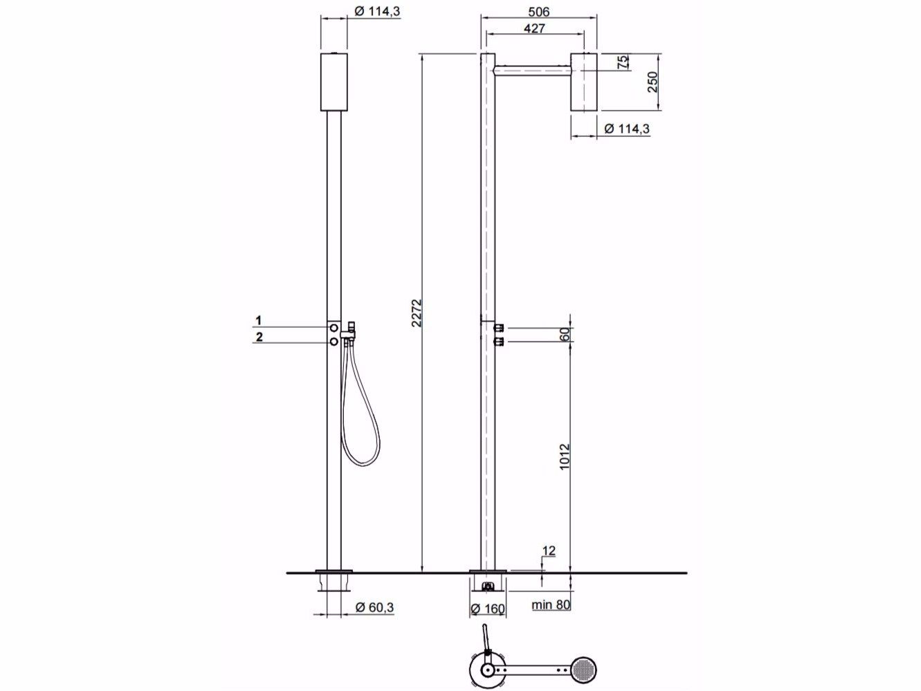 Напольная душевая колонна из нержавеющей стали с душем Antoniolupi Shawà ARCH-00027477 - Вид №15