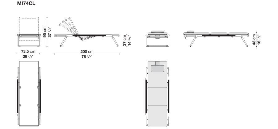 Штабелируемая Садовая кровать с откидывающейся спинкой Batyline® B&B Italia Outdoor мирт ARCH-00045092 - Вид №5