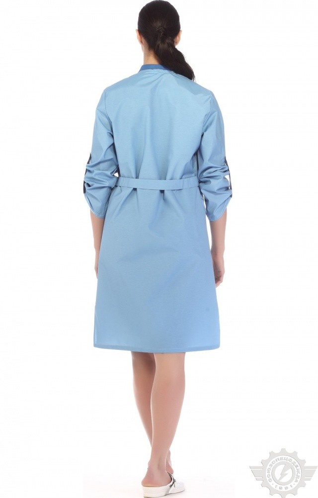 61738 Халат "Радуга" длинный рукав голубой  Одежда для обслуживающего персонала  размер 60 Спецодежда  - Вид №9