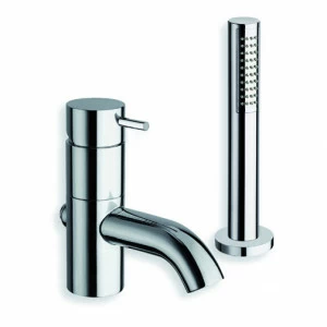 CRITV121 Смеситель для ванны, установленный на палубе, на 2 отверстия, с переключателем, выдвижным ручным душем с защитой от накипи и FOLLOW ME Cristina Rubinetterie