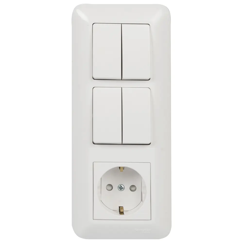 Блок с розеткой Прима 4 клавиши шторки цвет белый 18189542 STLM-2022290 Schneider Electric - Вид №1