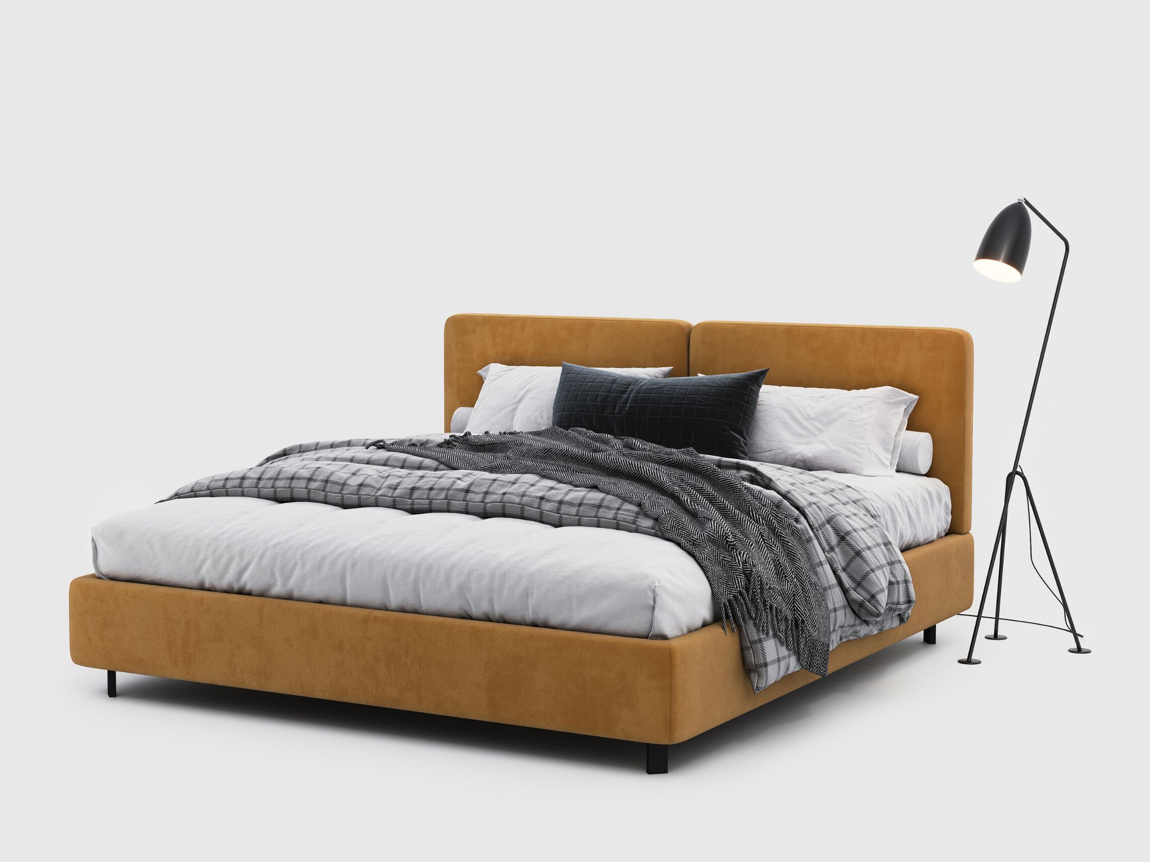 Двуспальная кровать с мягким изголовьем Woodsoft ELIM ARCH-00037113