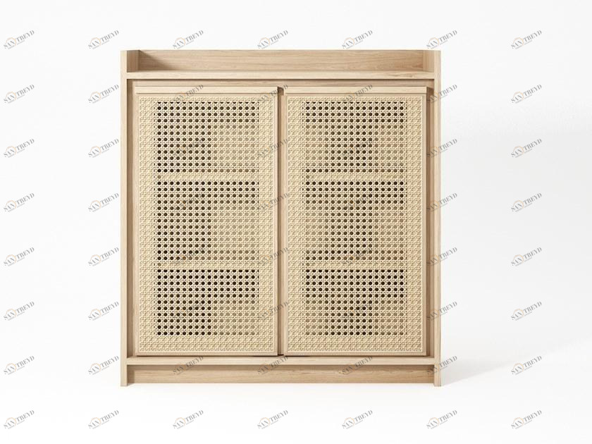 KARPENTER Комод из массива дерева и ротанга с распашными дверцами Roots sun-id-1357623