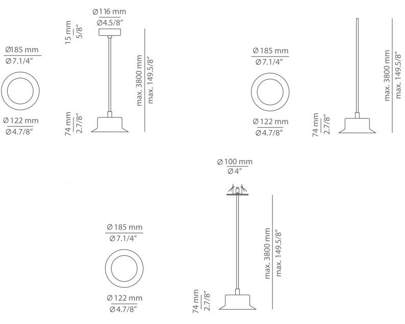 Estiluz Металлический подвесной светильник с диммером Maine T3415lc; t3416lc - Вид №22