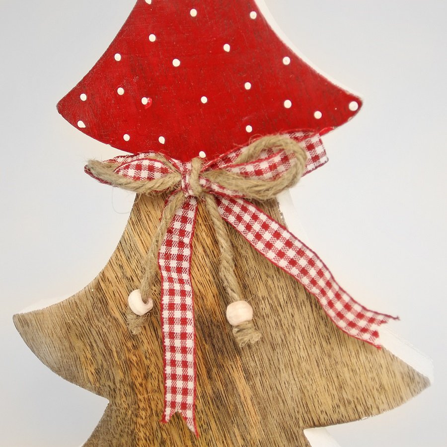 Украшение новогоднее "Ель деревянная красная в горошек" Love tree, 28х12х6 см ENJOYME  253091 Бежевый;красный;разноцветный  - Вид №7