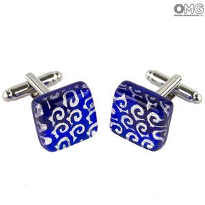 3995 ORIGINALMURANOGLASS Запонки синие - муранское стекло OMG 1 см