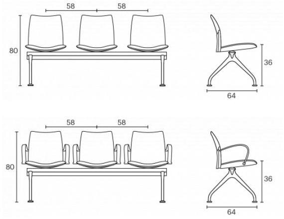 ENEA Сиденье на балке пола из ткани с подлокотниками Global sun-id-1352433 - Вид №2