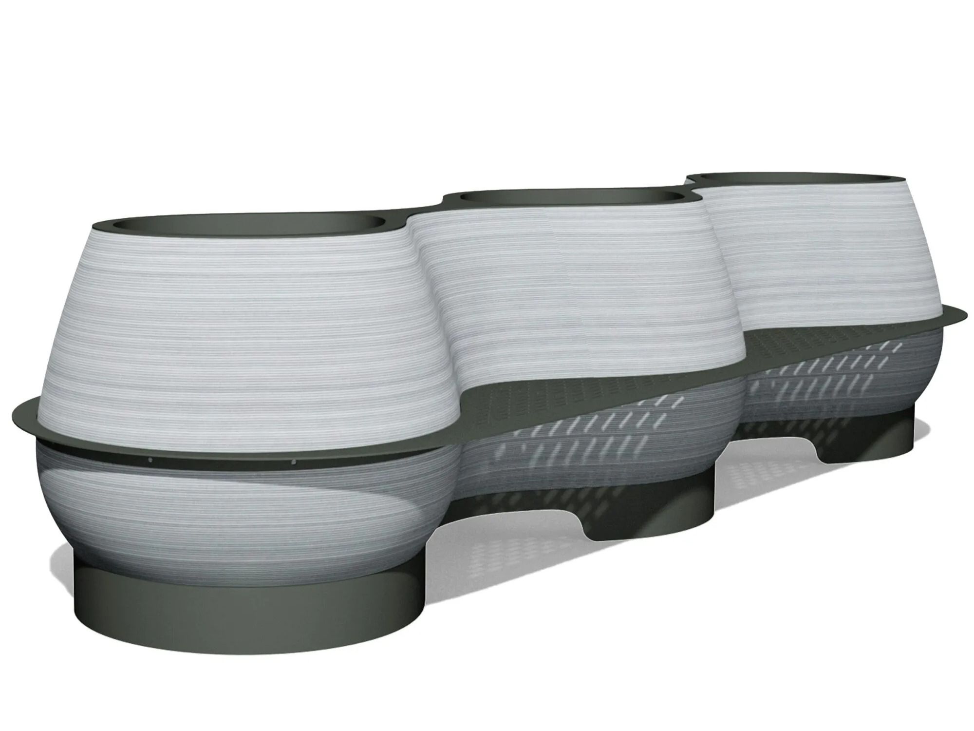 Скамейка из переработанного пластика и нержавеющей стали со спинкой и встроенной плантатором BENKERT BANKE Ontigo ARCH-00090434 - Вид №1