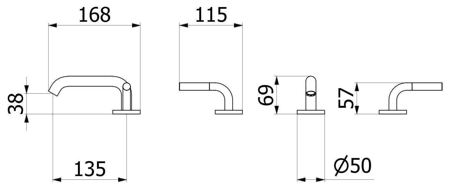 Смеситель для раковины с 3 отверстиями для пола с автоматическим сливом IB цвет ARCH-00068179 - Вид №3