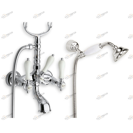 CRICL101 Внешний смеситель для ванны с гибким шлангом и регулируемым ручным душем с защитой от накипи Cristina Rubinetterie 