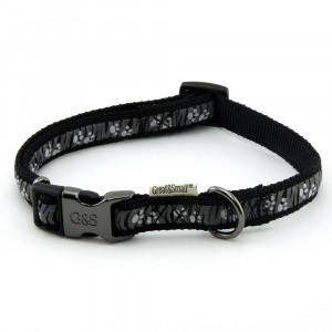 ПР0043574 Ошейник для собак с принтом лапки 25х450-650мм нейлон черный Great&Small