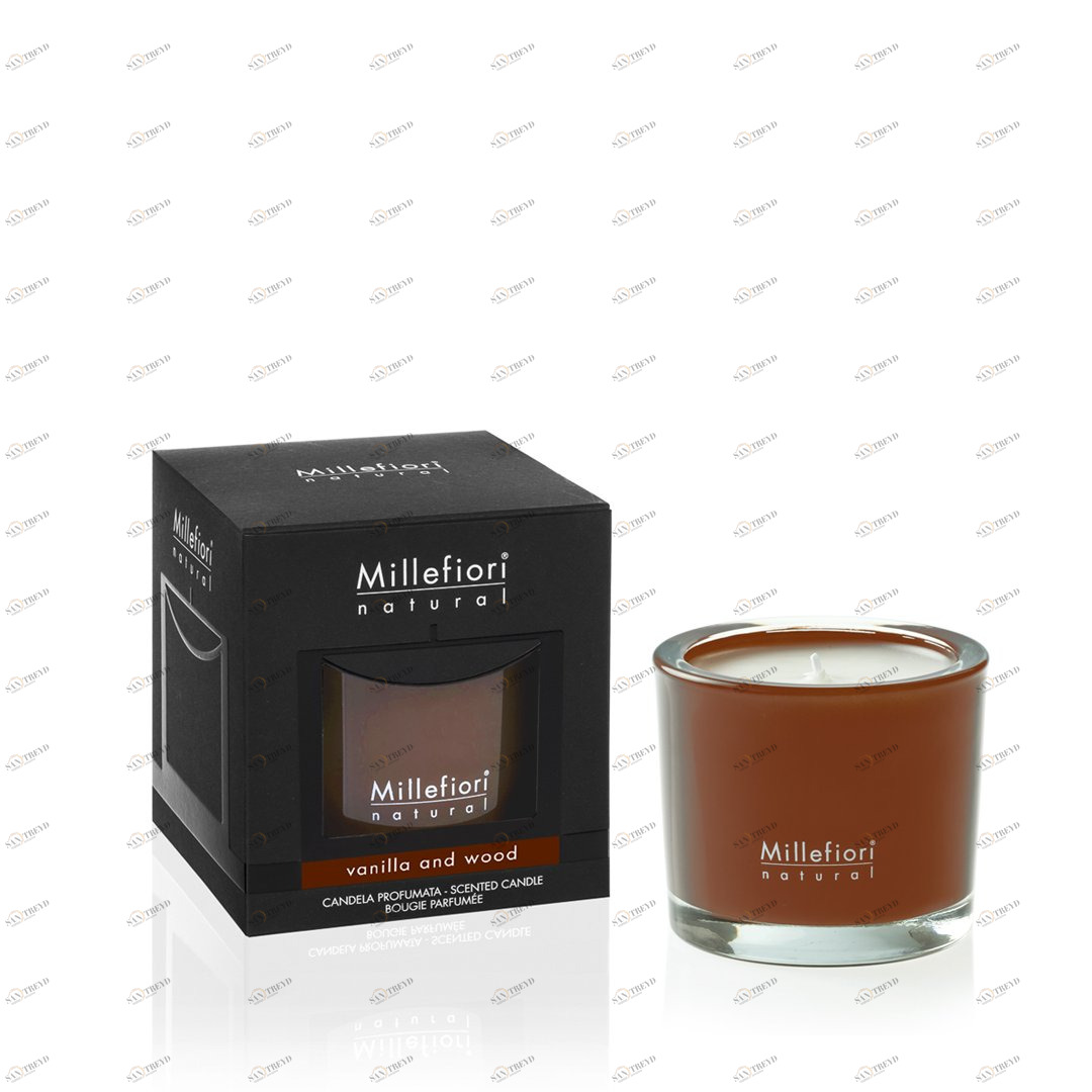 Ароматическая свеча 180гр "Ваниль и дерево" Vanilla & Wood MILLEFIORI MILANO ДЕРЕВО 267341 Коричневый 
