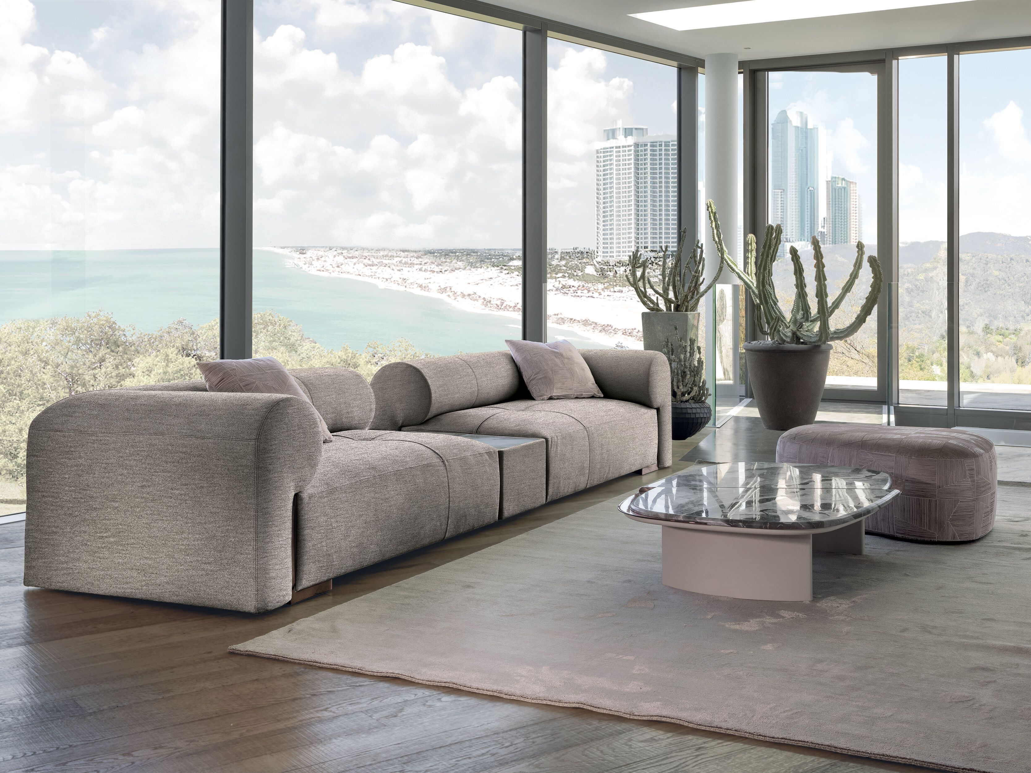 Секционный диван из ткани Longhi Blooming ARCH-00153284 - Вид №3