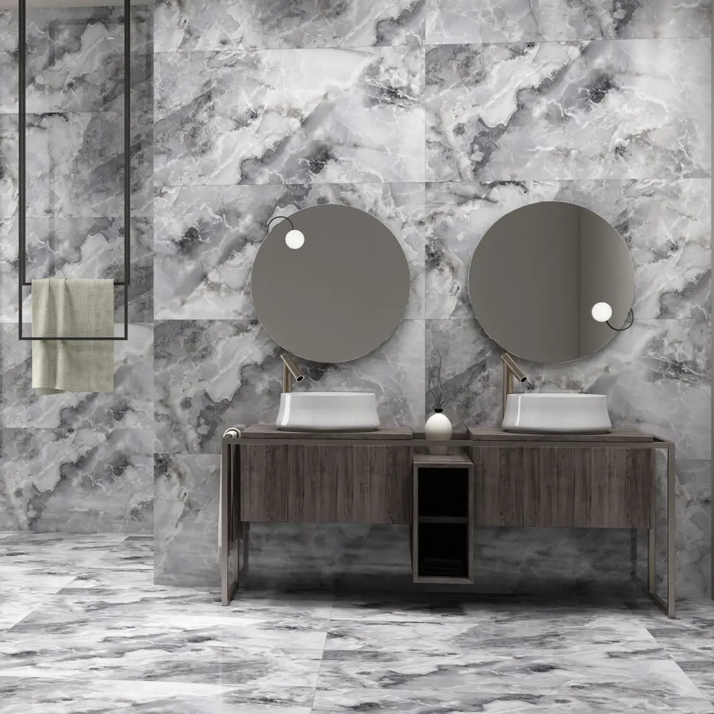 Керамогранит ARCADIA CERAMICA Onyx Invisible Grey 60x120 - глянцевый серый 89384202 STLM-1438068
