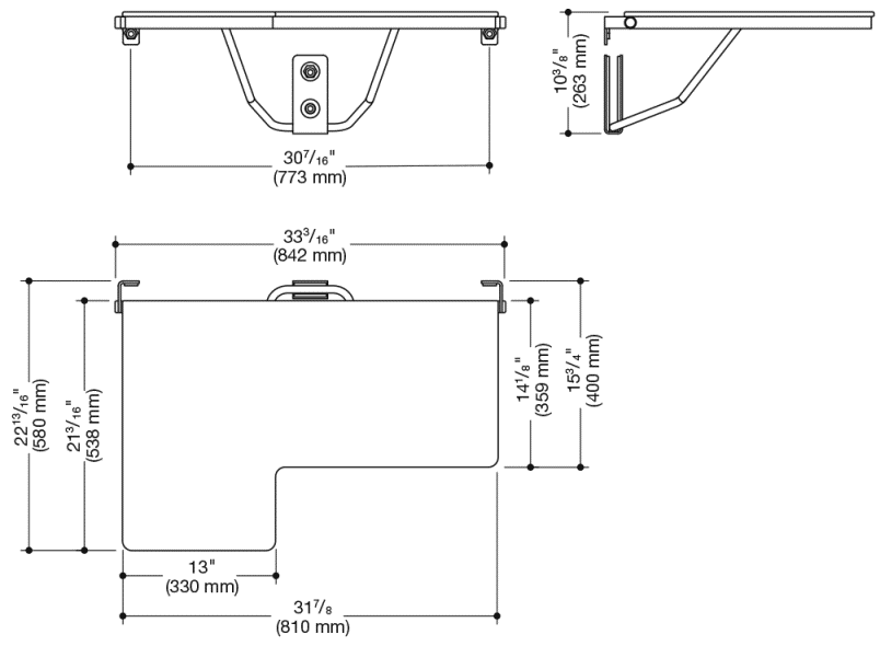 900.51.209XA Сиденье для душа складное Г-образное (ada) HEWI System 900 - Вид №1