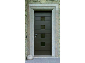 Алюминиевая и деревянная входная дверь для наружного применения