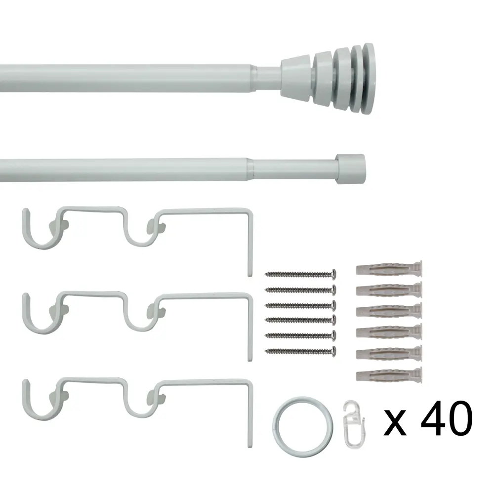 Настенный карниз раздвижной двухрядный Асуан d16/19 160-300 см металл цвет белый KREAFORTA STLM-2085475 - Вид №1