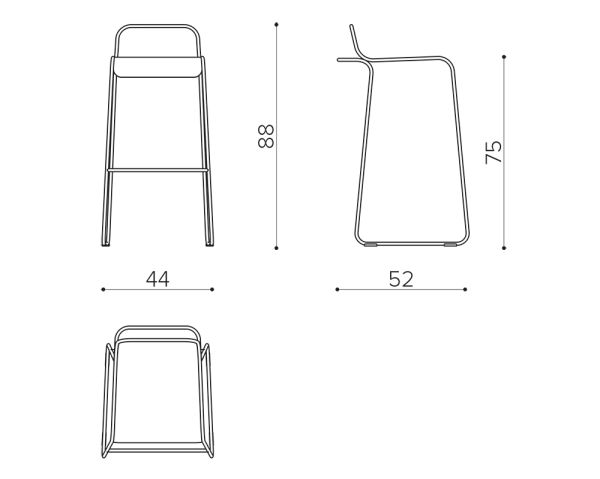 FL 7505 Высокий табурет со стальной салазкой True Design Flow - Вид №1