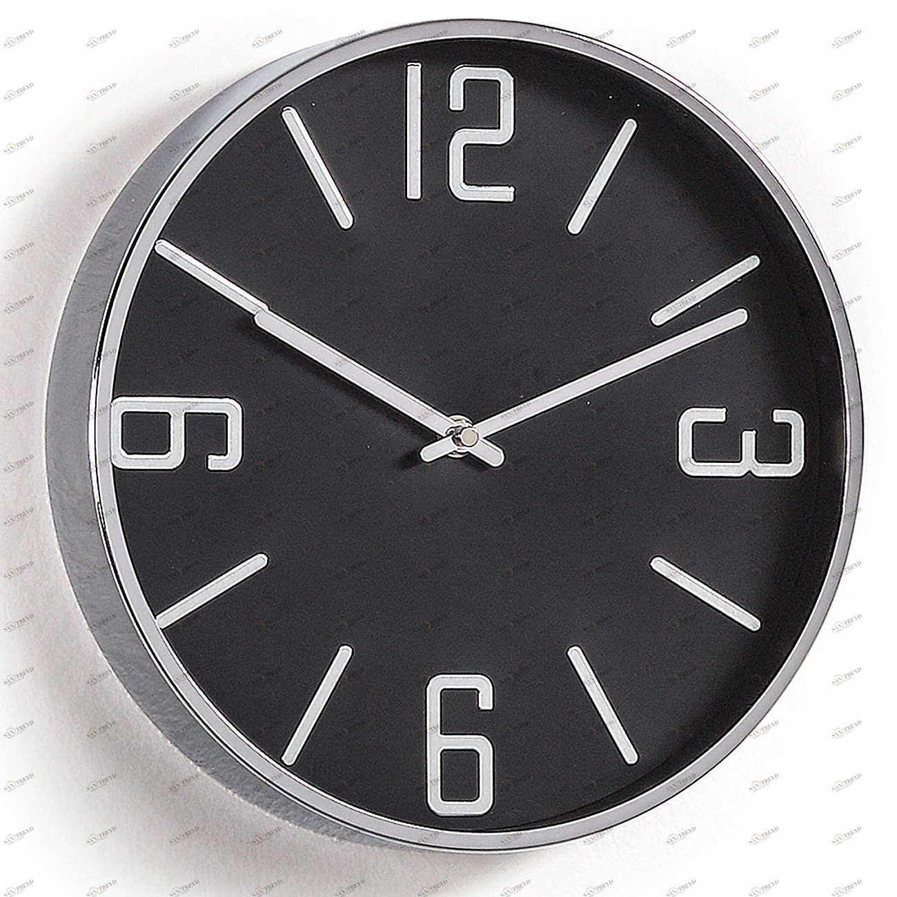 Часы черные настенные круглые Merryl от La Forma LA FORMA MERRYL 344277 Серебро 
