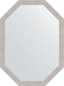 BY 7011 Зеркало в багетной раме - волна алюминий 46 mm EVOFORM Octagon
