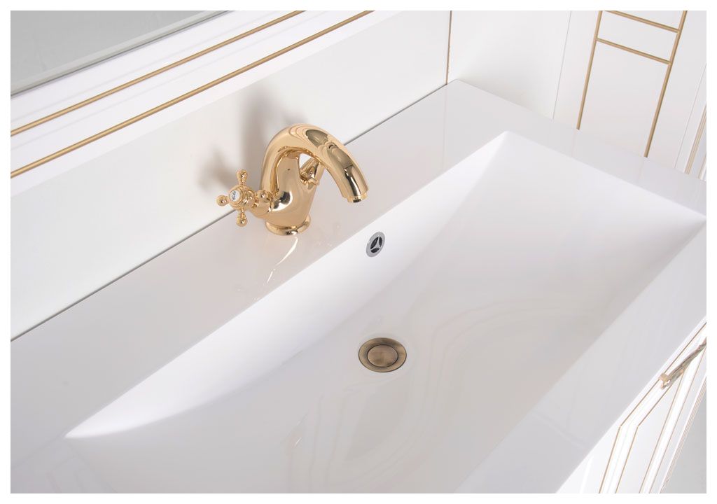 Тумба с раковиной Aquanet Паола 90 белый/золото (литьевой мрамор) 0018611600164748 - Вид №5