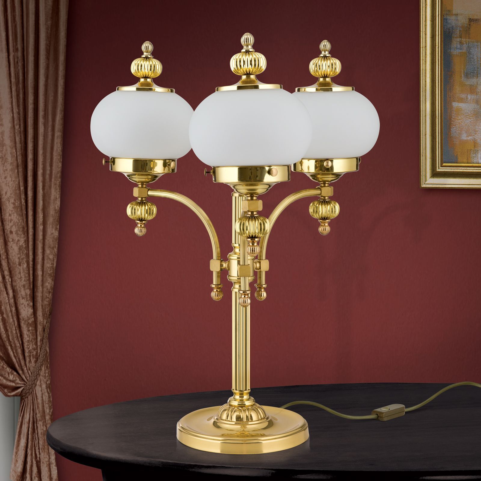 Латунная и стеклянная настольная лампа Orion Wiener Nostalgie ARCH-00056533 - Вид №1