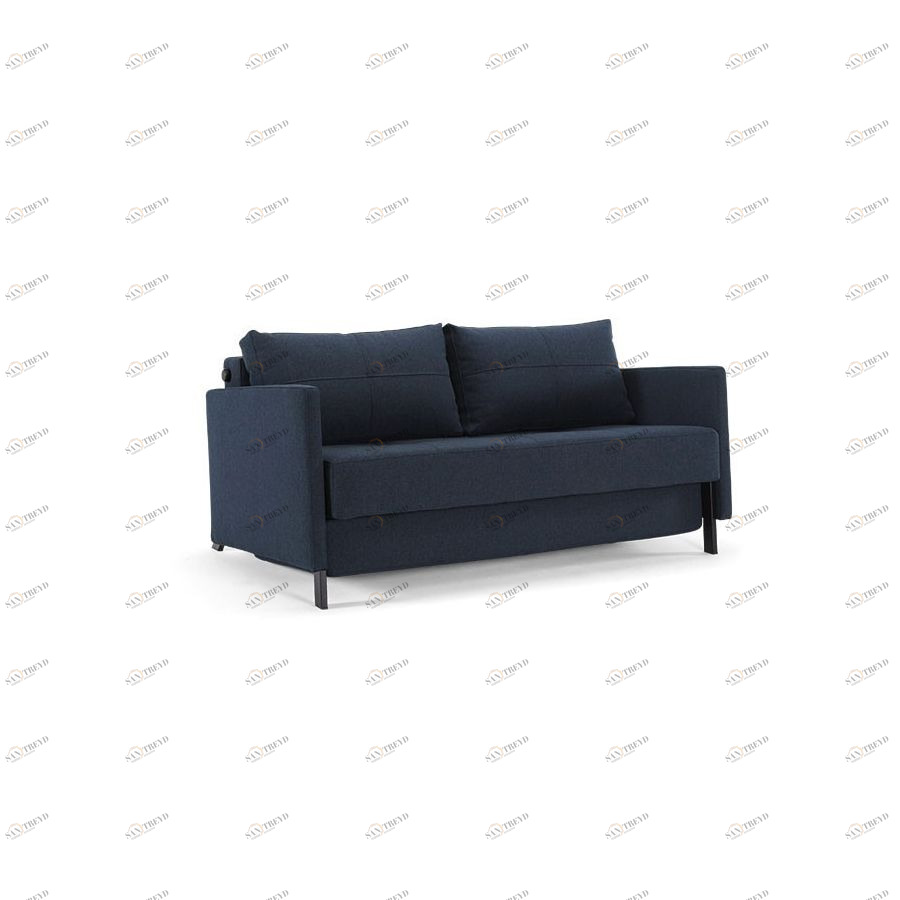 Диван Cubed 140 с подушками, подлокотниками Rests и черными ножками, синий Innovation Living CUBEDS4