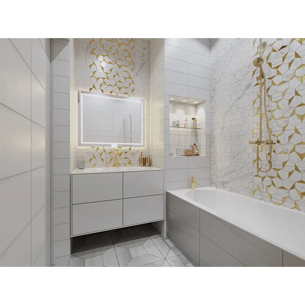Плитка настенная Marble «Гексо» 60x30 см 1.62 м2 цвет белый матовый 82109583 STLM-2145793 BELANI  - Вид №4