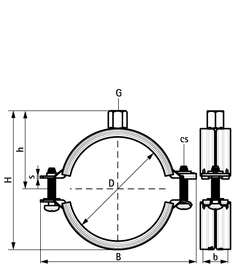 3396130 Крепление для труб  KSB2 Хомуты с вкладышем epdm (M8/10) для стальных, медных, чугунных и пластиковых (многослойных) труб WALRAVEN  - Вид №1