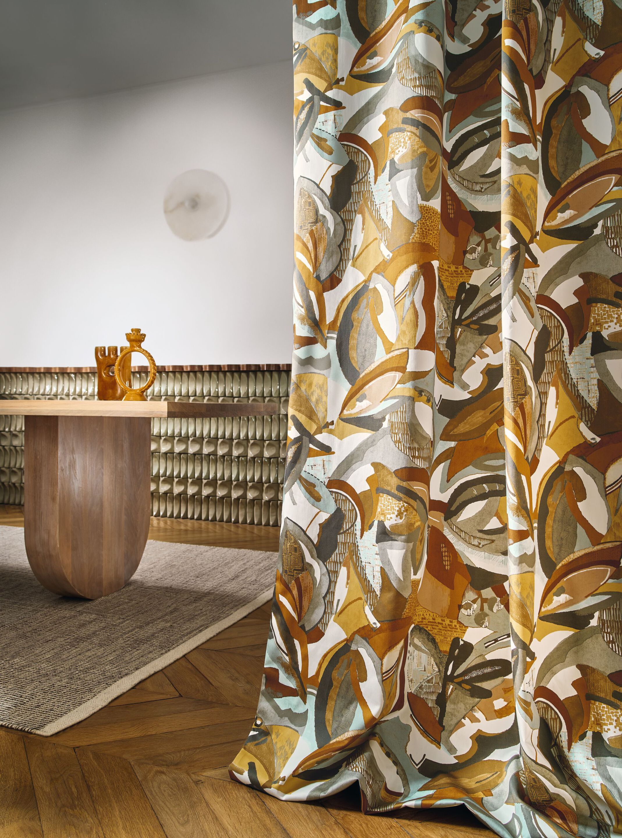 Многоцветная хлопчатобумажная ткань Casamance тонка ARCH-00002897 - Вид №1