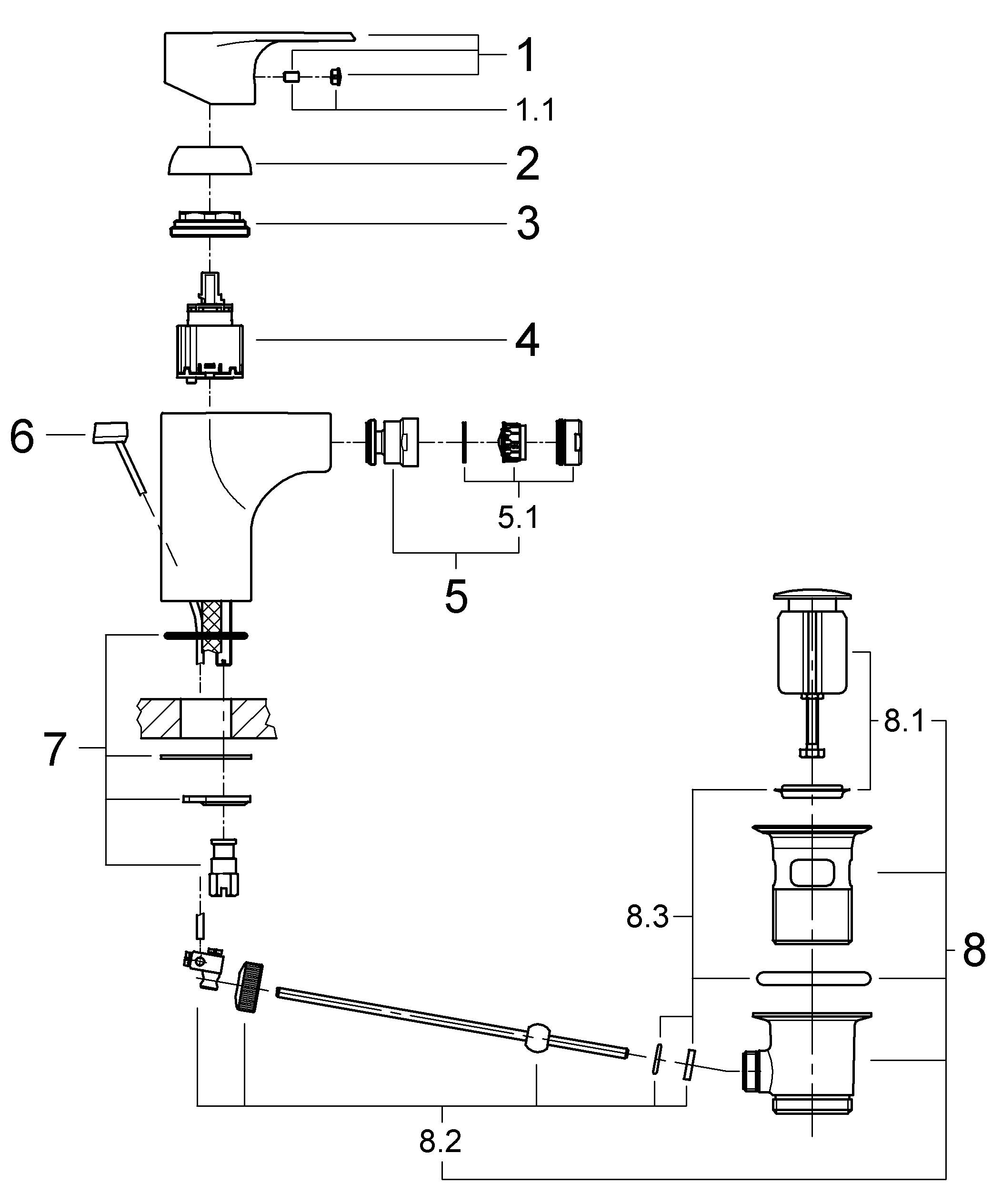 Смеситель для биде Vigour by GROHE с донным клапаном (75147826) - Вид №1