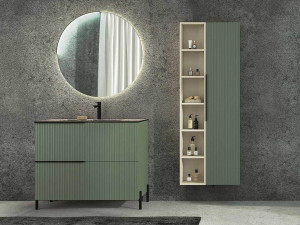 Деревянный напольный шкаф с одной раковиной со встроенной раковиной