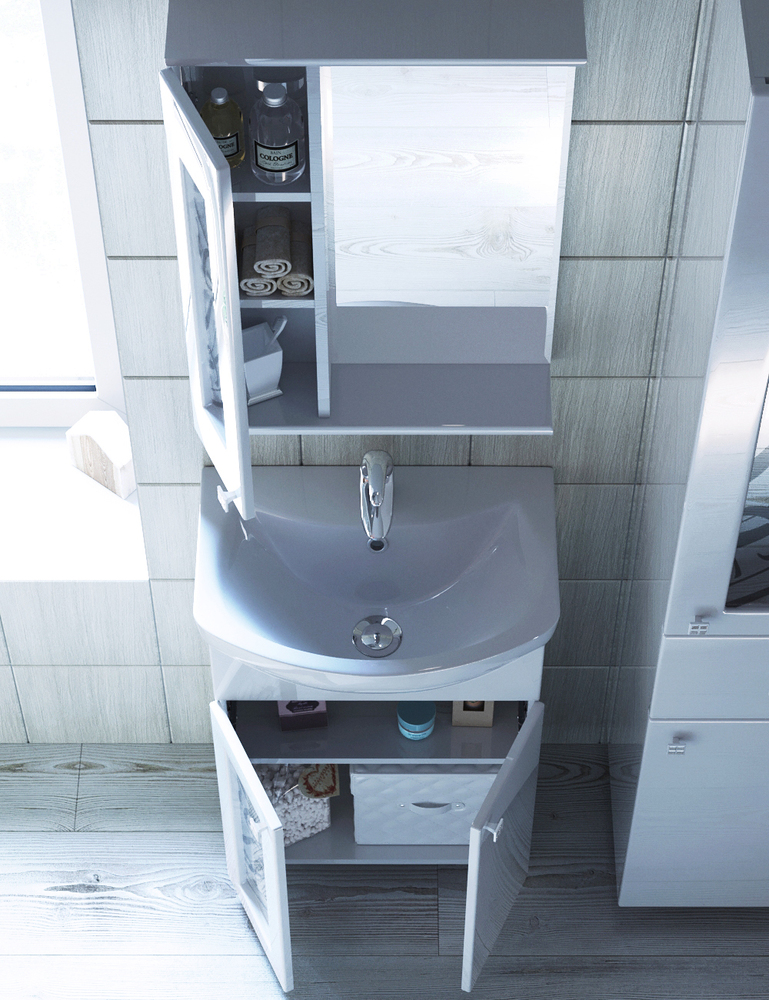 Зеркало Provans 550 (левый) со спотом550⨉150⨉700 мм белый VIGO sun-id-665181 - Вид №2