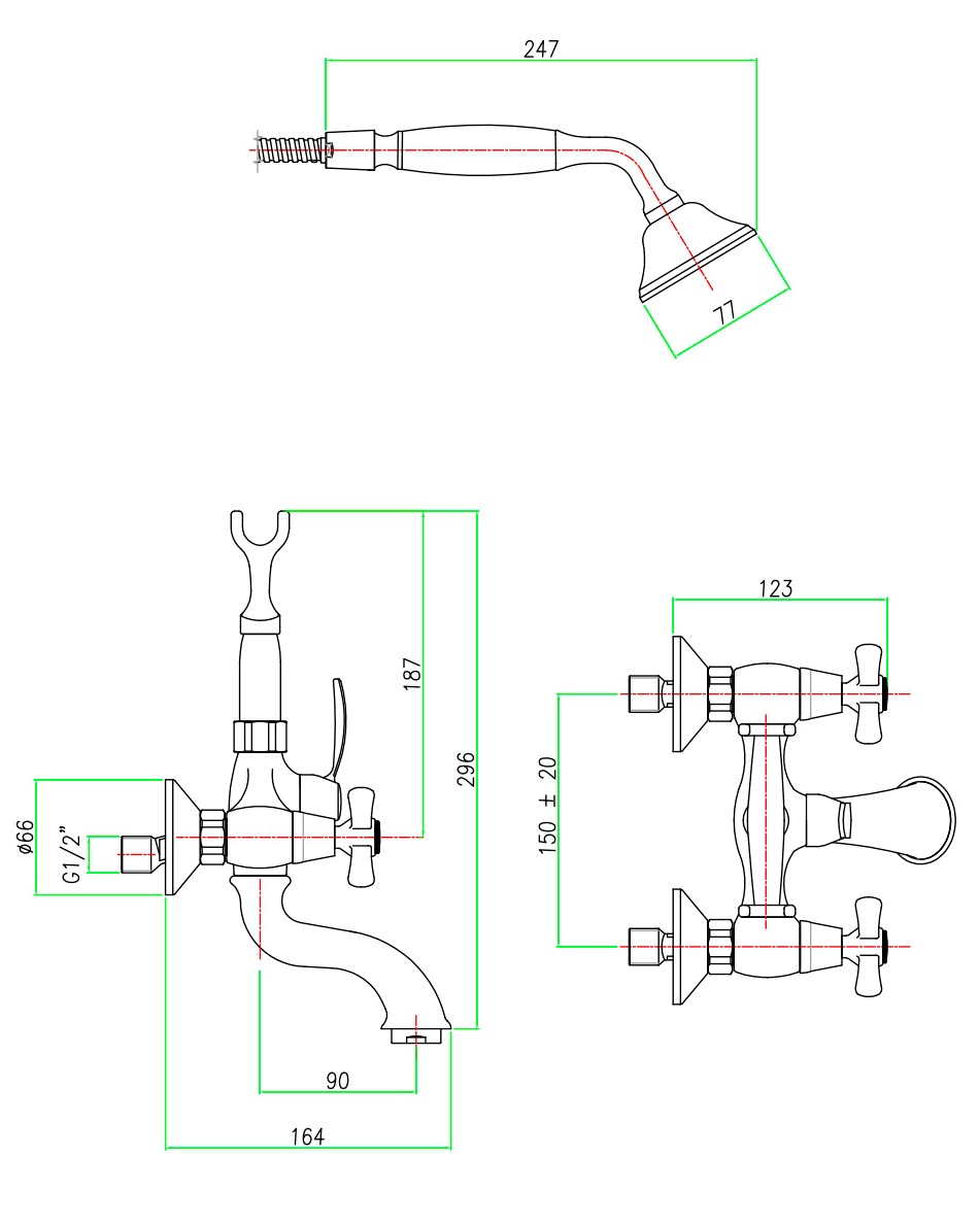 AM720201015 Смеситель для ванны с душем Webert Armony - Вид №1