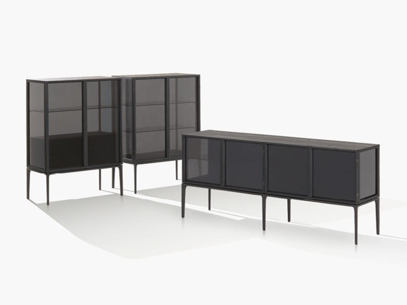 Шкаф из дерева и стекла с распашными дверями Poliform Aiko ARCH-00145281 - Вид №1