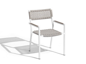 Штабелируемое кресло из алюминия и веревки с подлокотниками