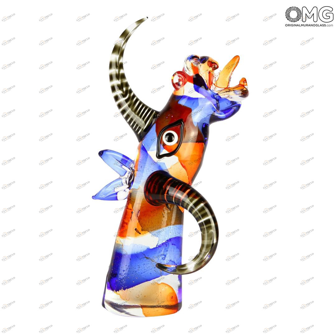 2607 ORIGINALMURANOGLASS Скульптура Голова рогатой лошади - Original Murano Glass OMG 20 см 