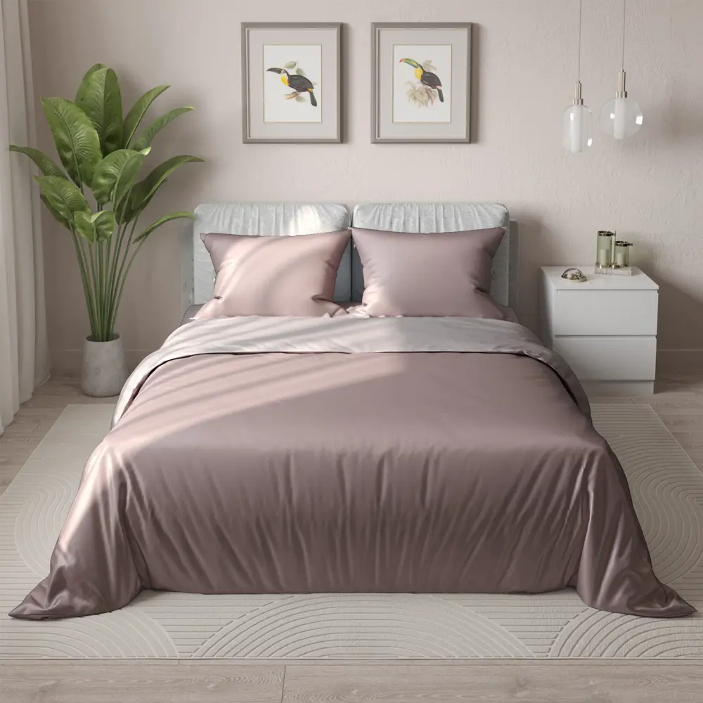 Комплект постельного белья НТК двуспальный розовый полисатин для уютного сна 89404968 STLM-1570946