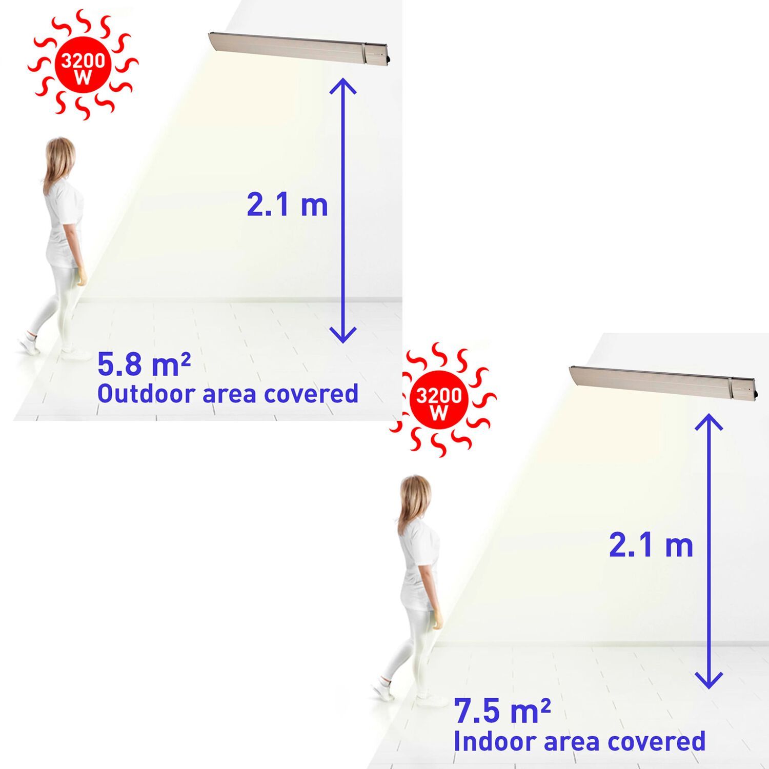 Инфракрасный обогреватель из стеклокерамики и алюминия SINED CALORE 3200 ARCH-00023258 - Вид №16
