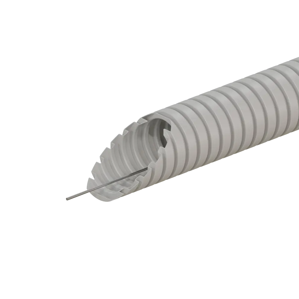 Труба гофрированная Экопласт D25 мм 50 м ПВХ легкая с протяжкой цвет серый STLM-2067600