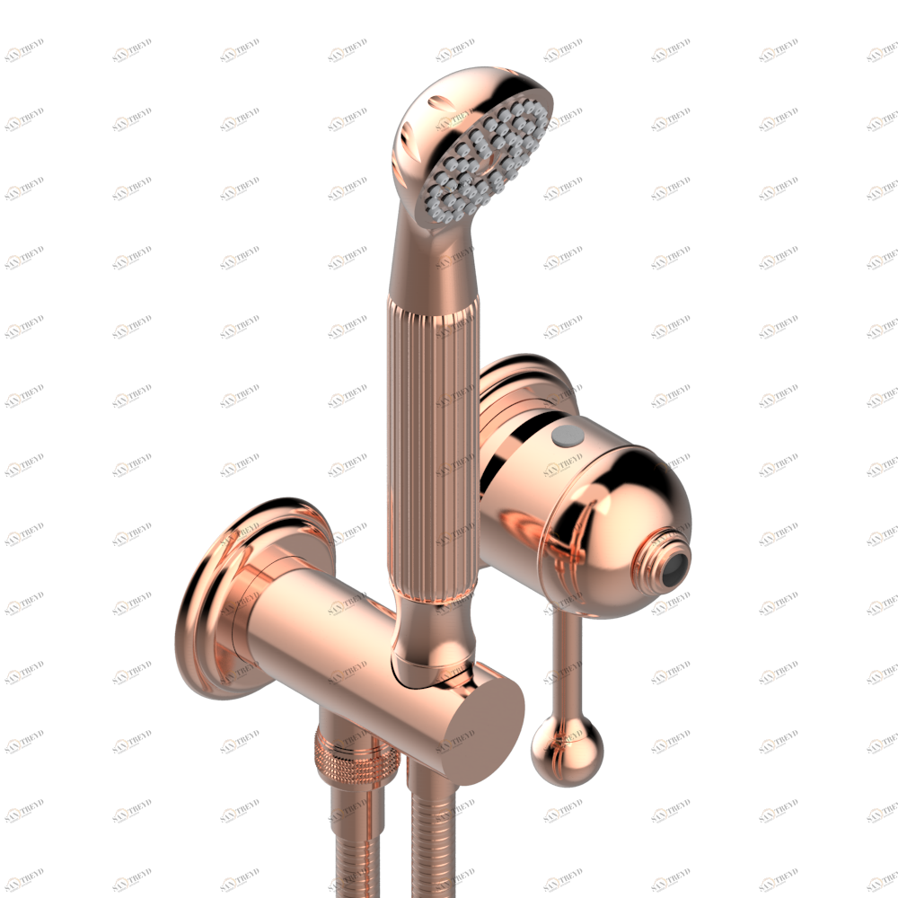 U1T-6561B Trim only for wall mixer with complete handshower on hook Thg-paris Sully с чёрным ониксом Розовое золото U1T 6561B CAT.F