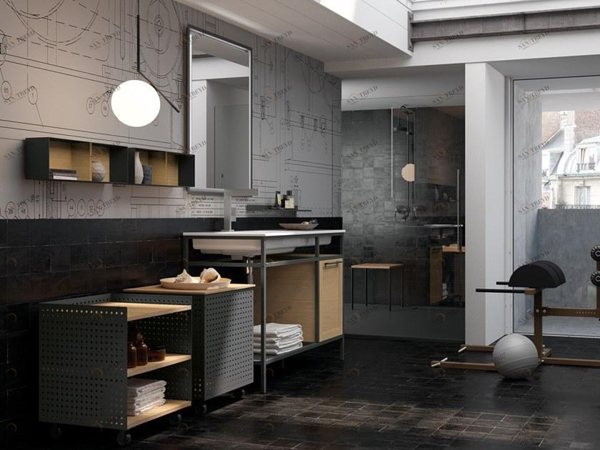 Archeda Тумба под умывальник из металла с зеркалом Seta sun-id-1363699